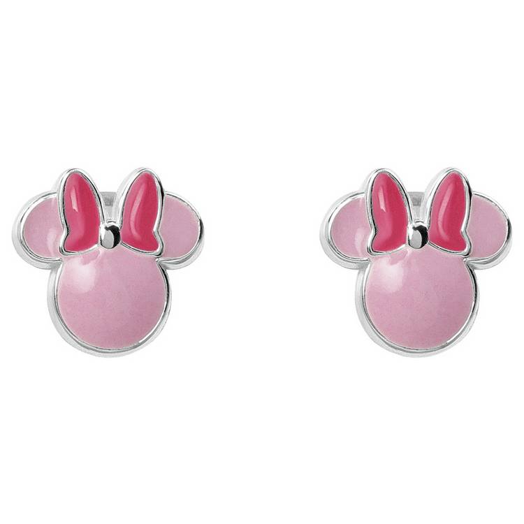 Disney Sterling Silver Minnie Mouse Pink Stud Earrings 0