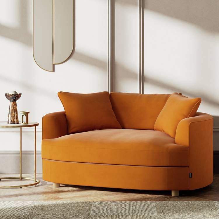 Habitat Sacha Fabric Cuddle Chair - Orange - Ash Leg 0