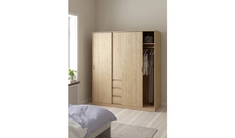 Tvilum Naia 3 Door 3 Drawer Wardrobe - Oak