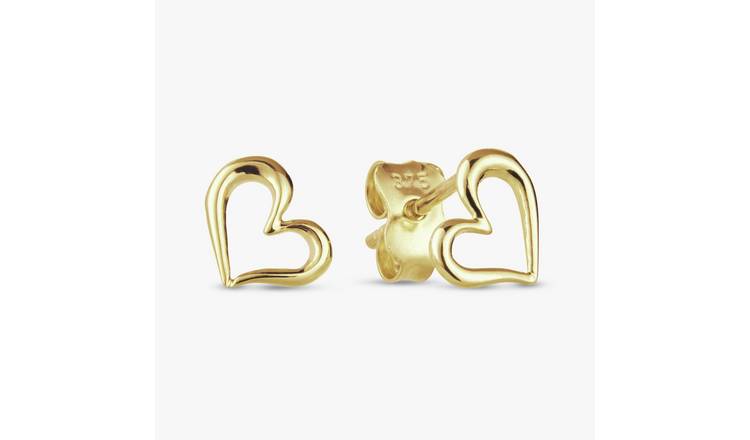 Revere 9ct Yellow Gold Small Open Heart Stud Earrings