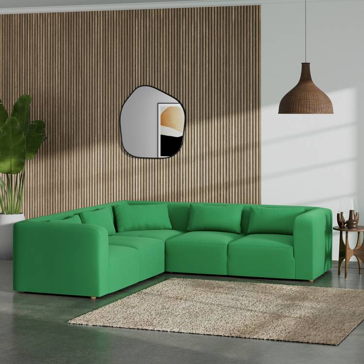 Habitat Lars Reversible Corner Sofa - Emerald Green -Ash Leg 0