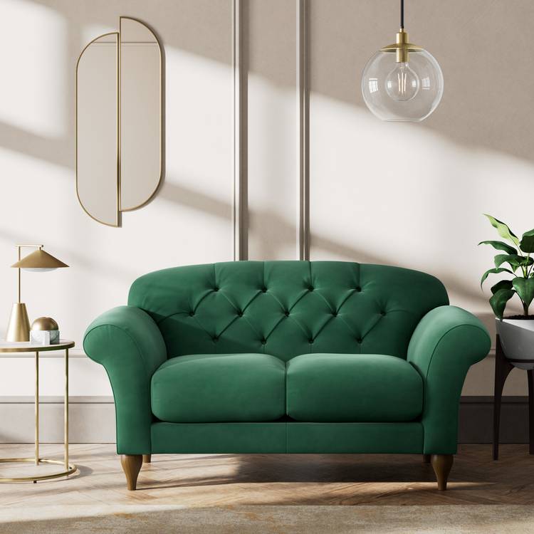 Habitat Brooker Fabric  2 Seater Sofa - Green - Dark Leg 0