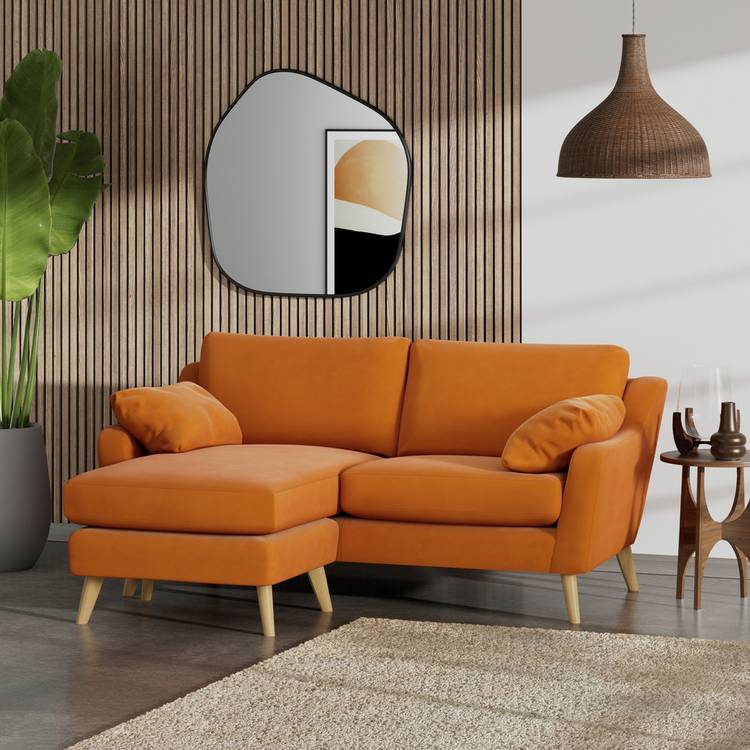 Habitat Ivor Left Hand Corner Sofa - Orange - Ash Leg 0
