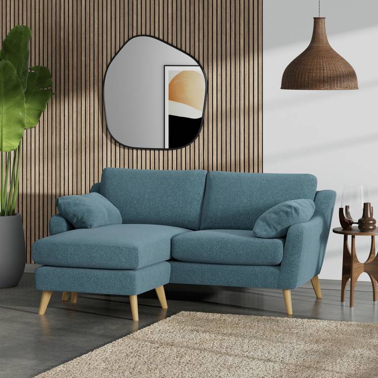 Habitat Ivor Left Hand Corner Sofa - Blue - Ash Leg 0