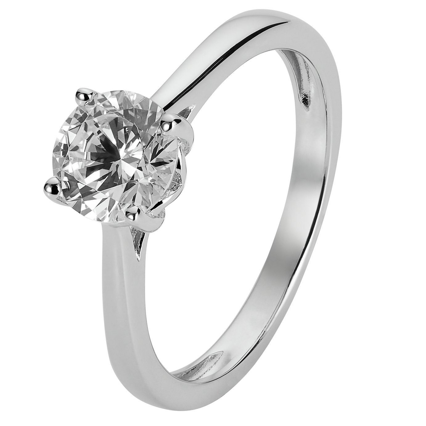 Revere Sterling Silver Cubic Zirconia Engagement Ring - V