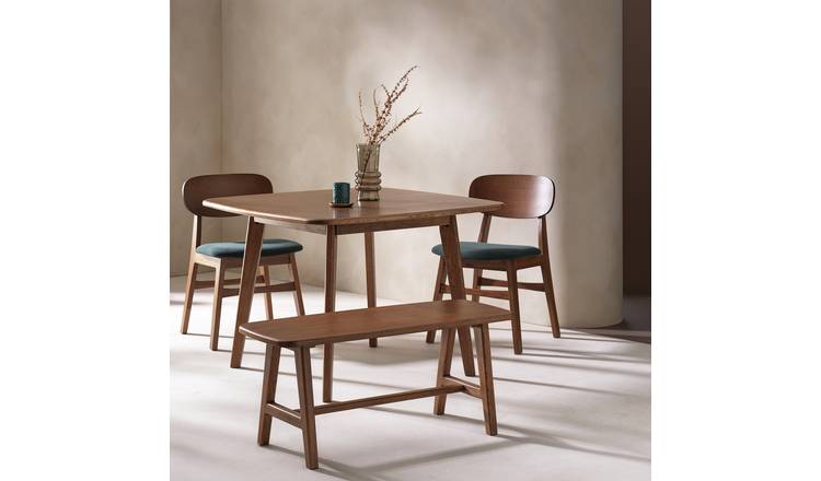 Habitat x Scion Esala Dining Table,1 Bench & 2 Walnut Chairs