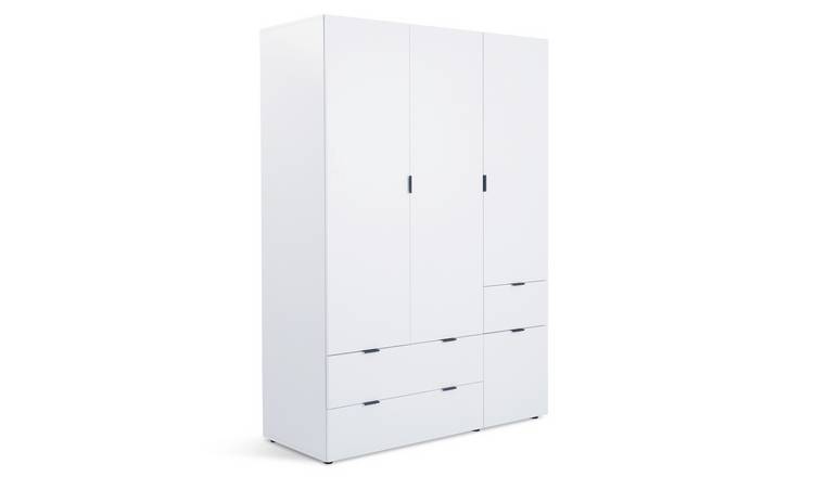 Habitat Zeke 3 Door 3 Drawer Wardrobe - White
