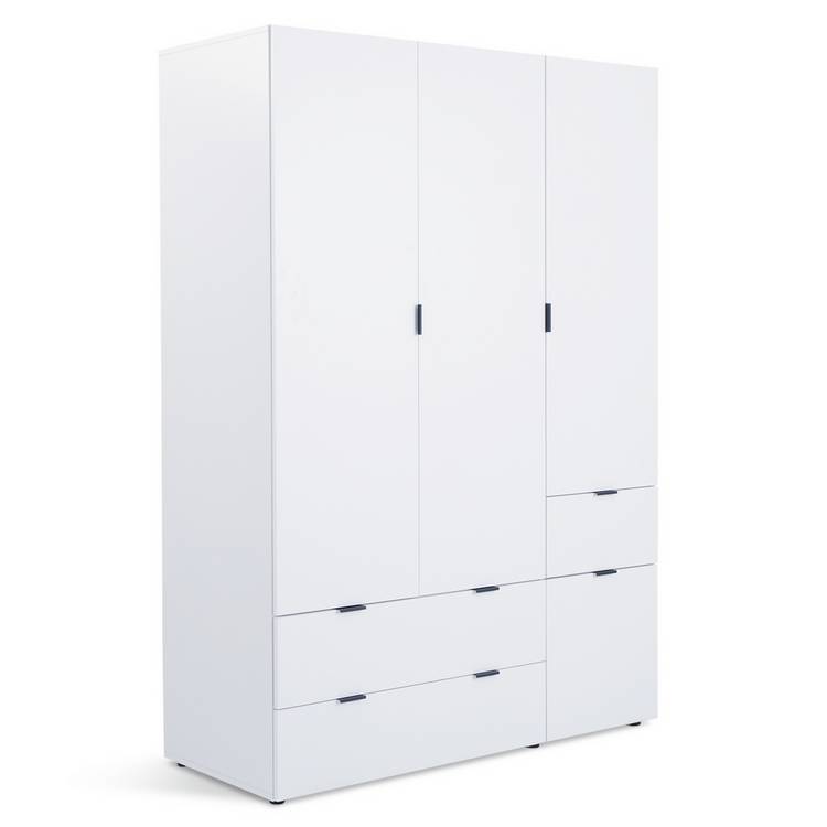 Habitat Zeke 3 Door 3 Drawer Wardrobe - White 0