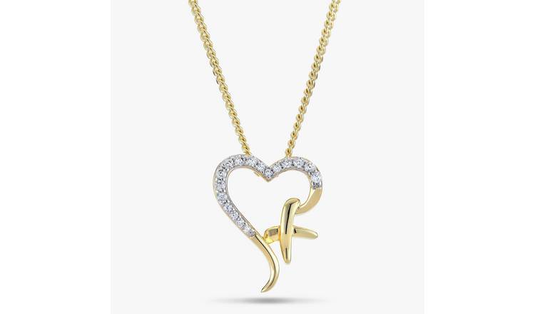 Revere Gold Plated Silver Heart With Kiss Pendant Necklace