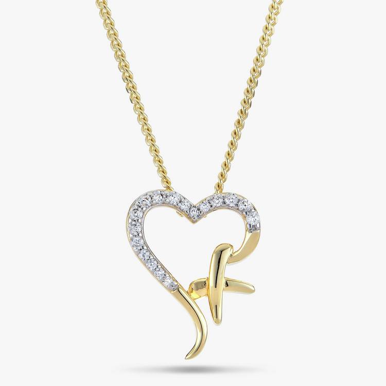 Revere Gold Plated Silver Heart With Kiss Pendant Necklace 0