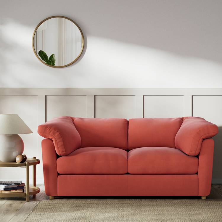 Habitat Wynn Fabric 2 Seater Sofa - Papaya - Ash Leg 0