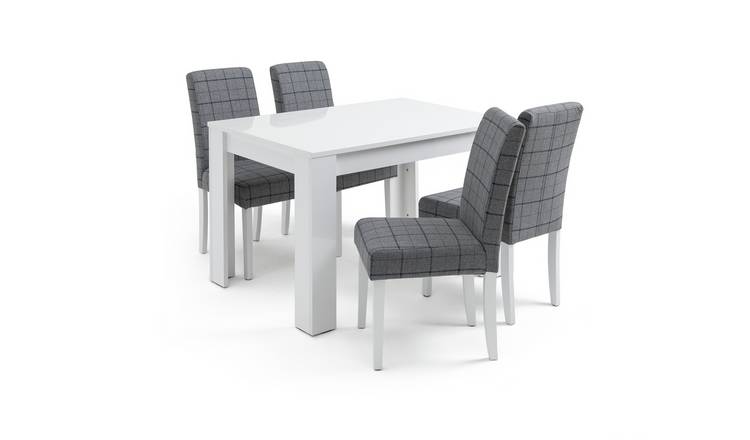 Buy Habitat Miami White Gloss Dining Table 4 Chairs Blue Dining Table And Chair Sets Argos