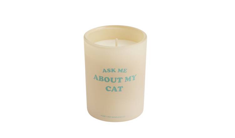 Argos Home Ask Me About My Cat Candle - Honey & Sandalwood