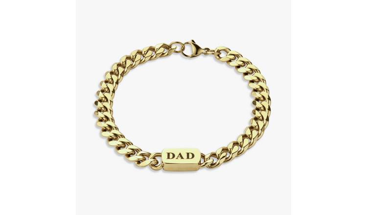 Revere Men Stainless Steel Gold Colour DAD Chain Bracelet