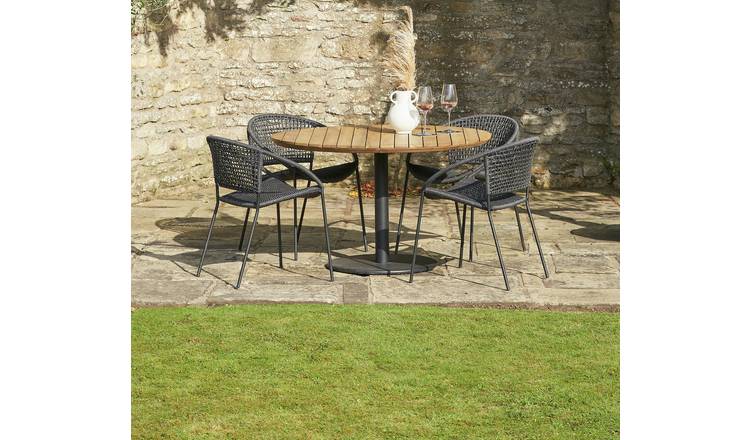 Pacific Dakota 4 Seater Rattan Effect Patio Set - Black