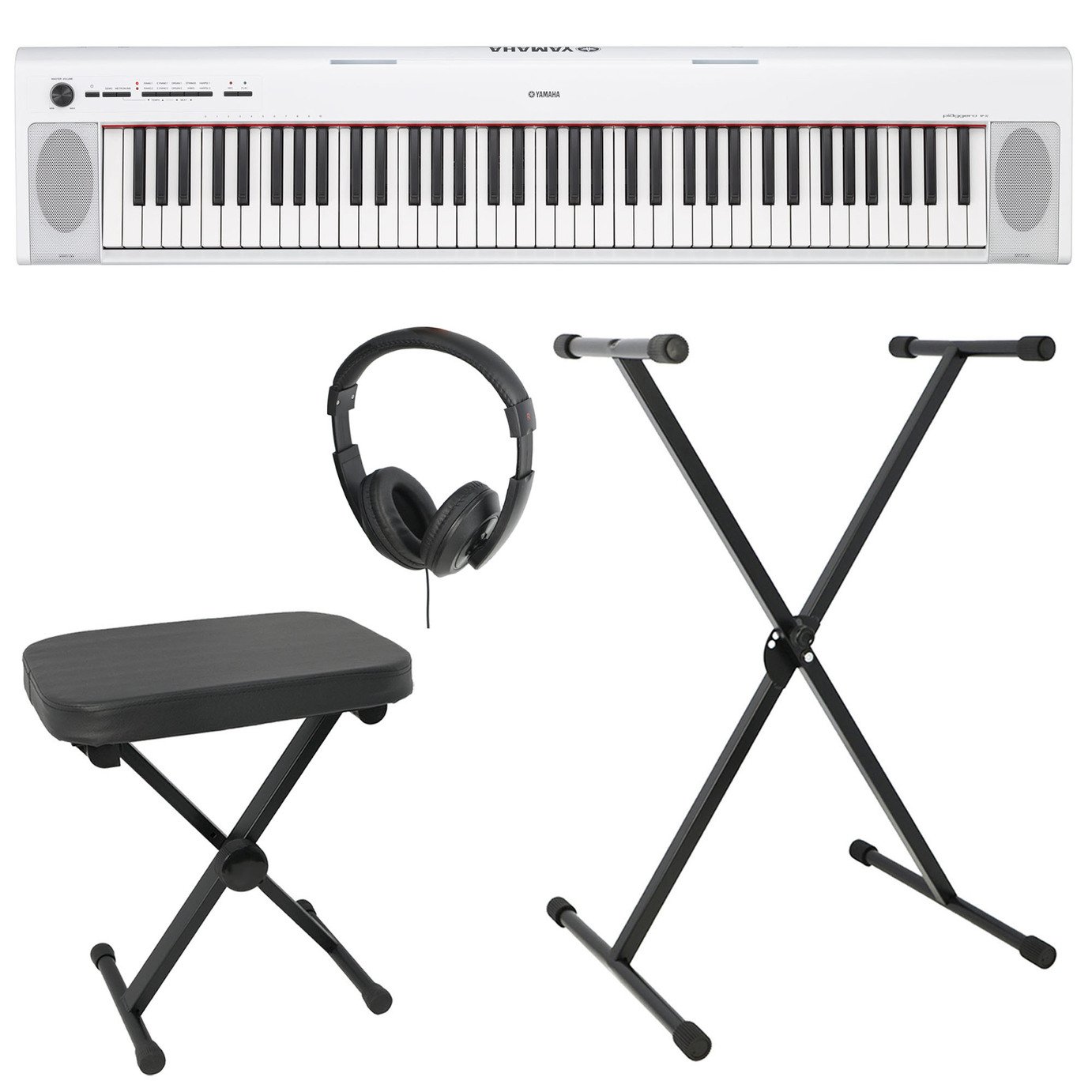 Yamaha NP32 Electronic Keyboard Bundle - White