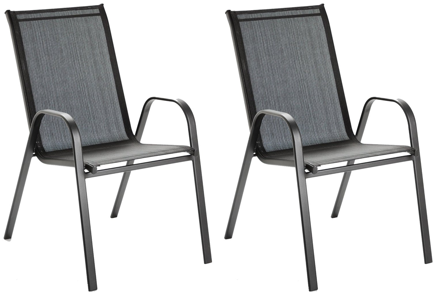 Argos Home Sicily Metal Set of 2 Stacking Chair Black 7524053