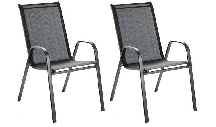 Buy Argos Home Sicily Metal Set of 2 Stacking Chair - Black | Garden