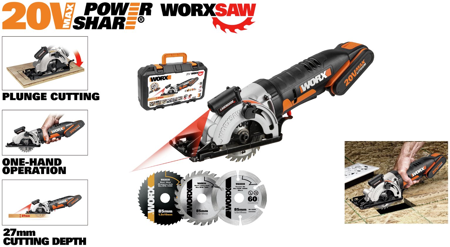 WORX WX523 18V 20V MAX WORXSAW Cordless Compact Circular Saw Reviews