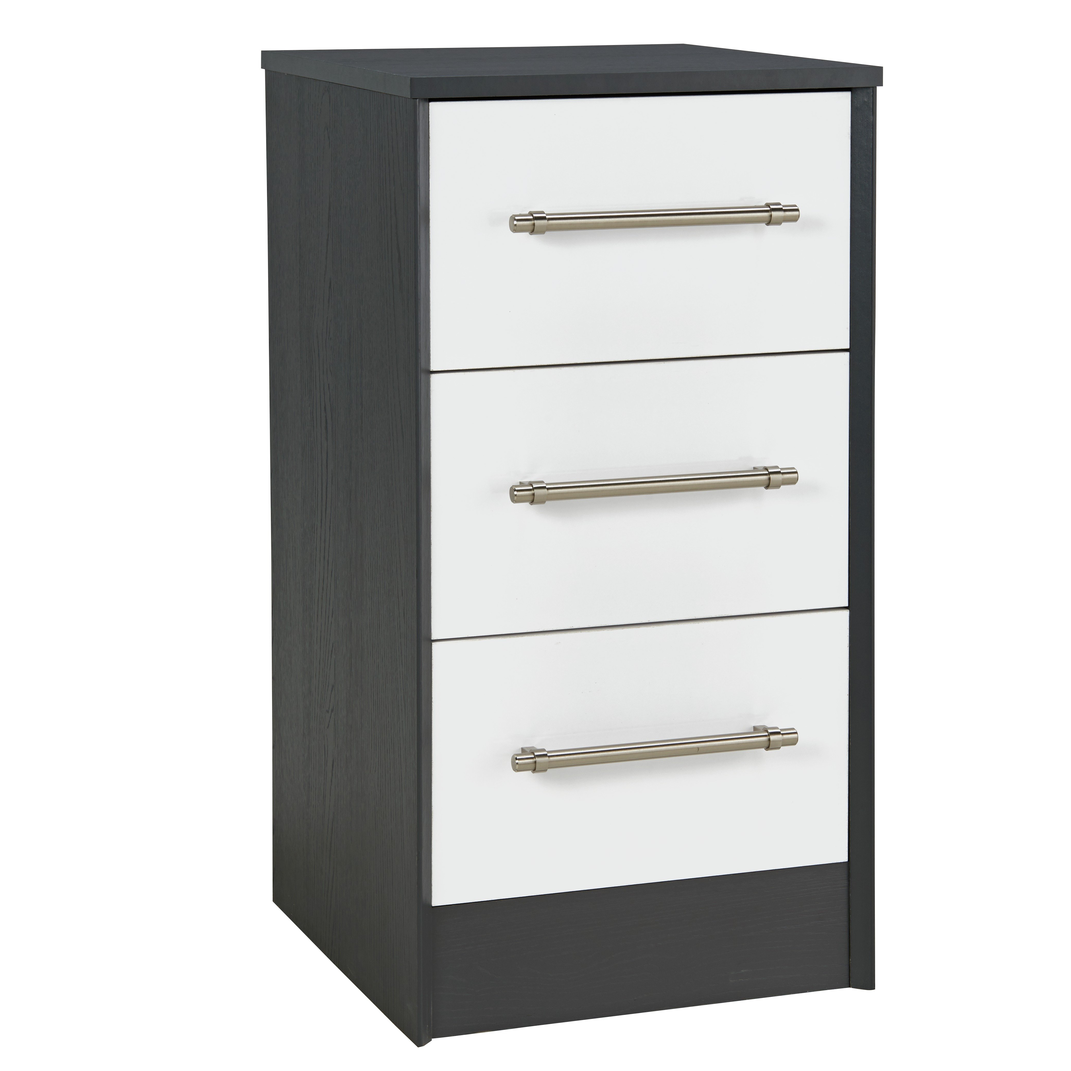 Victoria 3 Drawer Bedside Table - Graphite and White Gloss