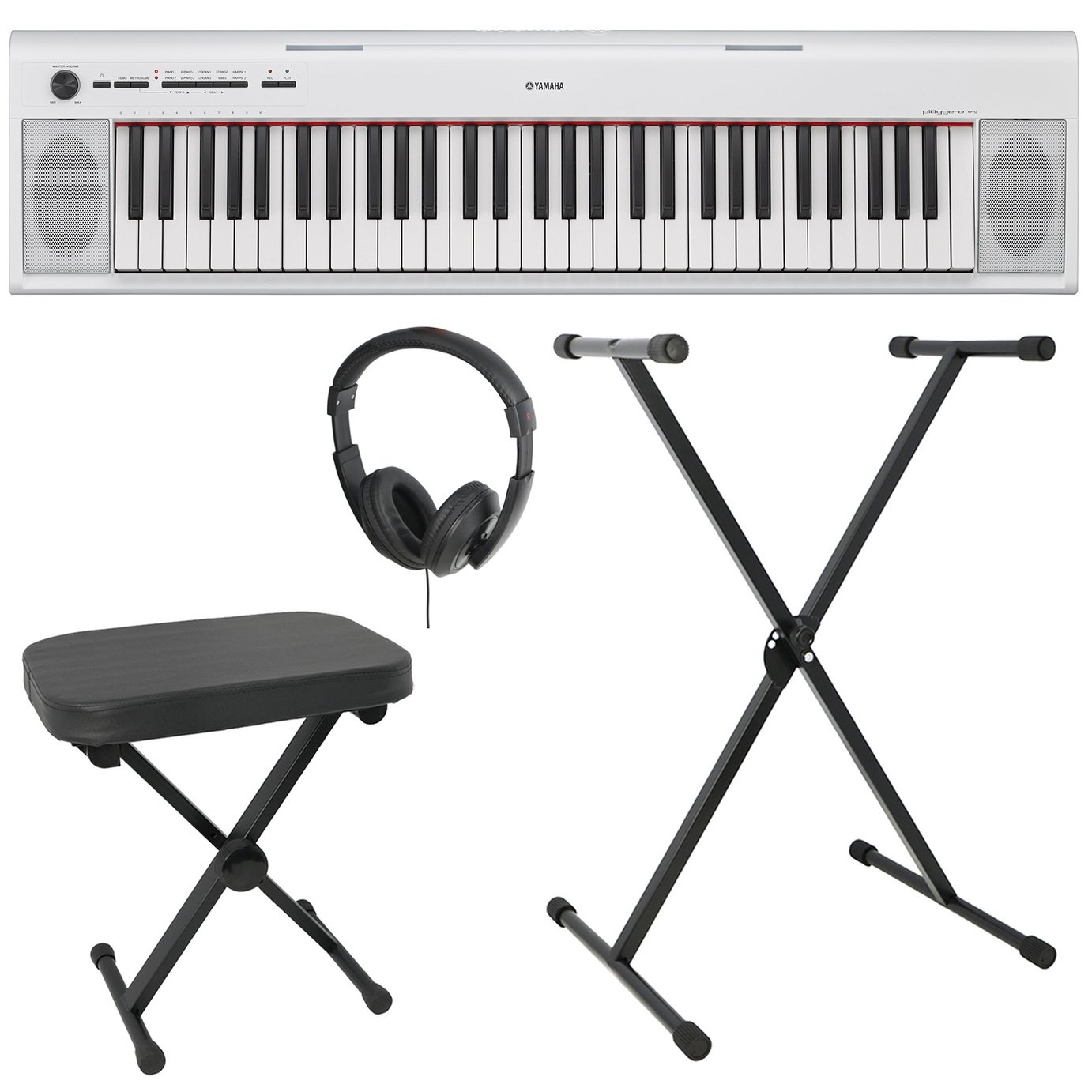 Yamaha NP12 Electronic Keyboard Bundle - White