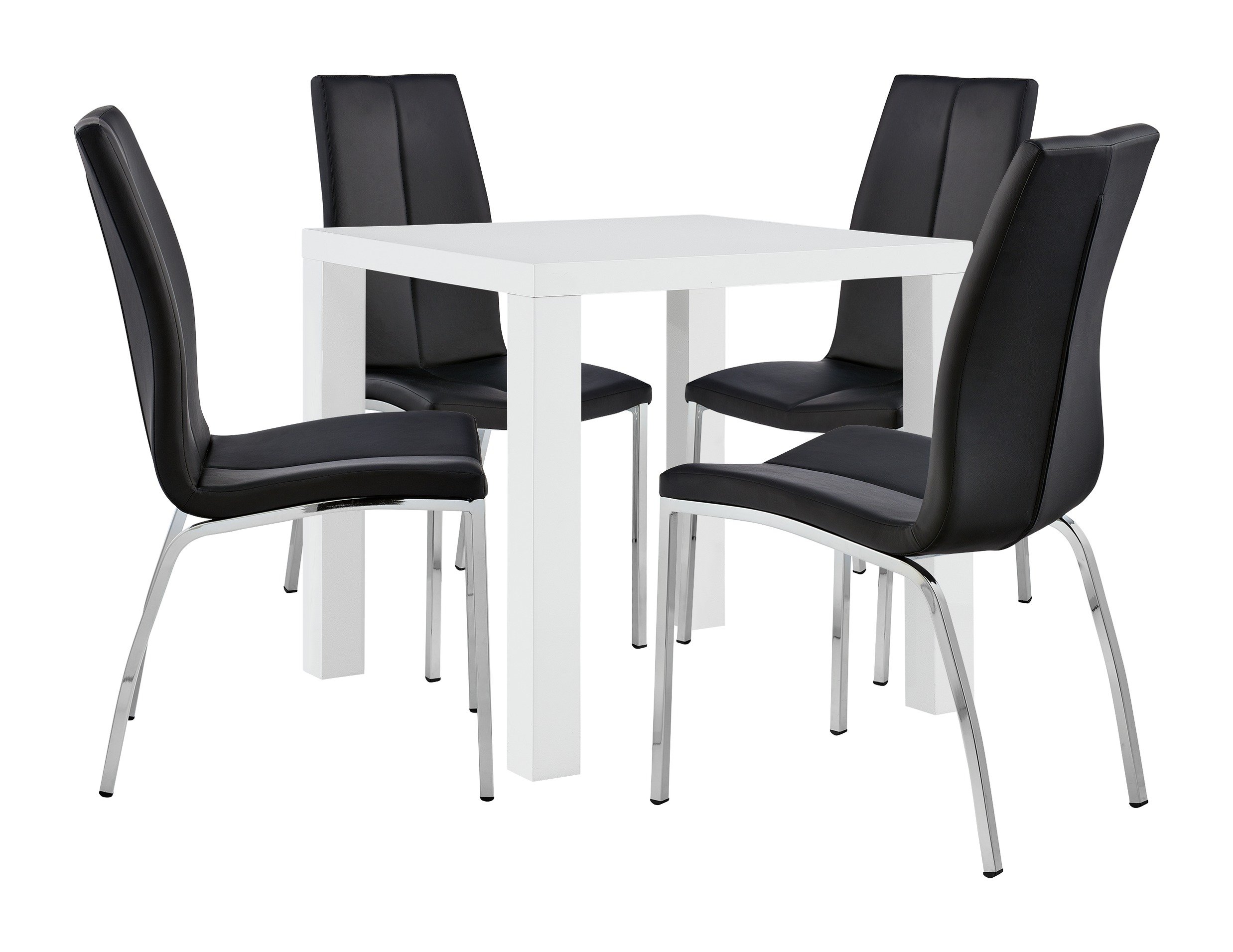 Argos Home Lyssa White Gloss Table & 4 Black Milo Chairs