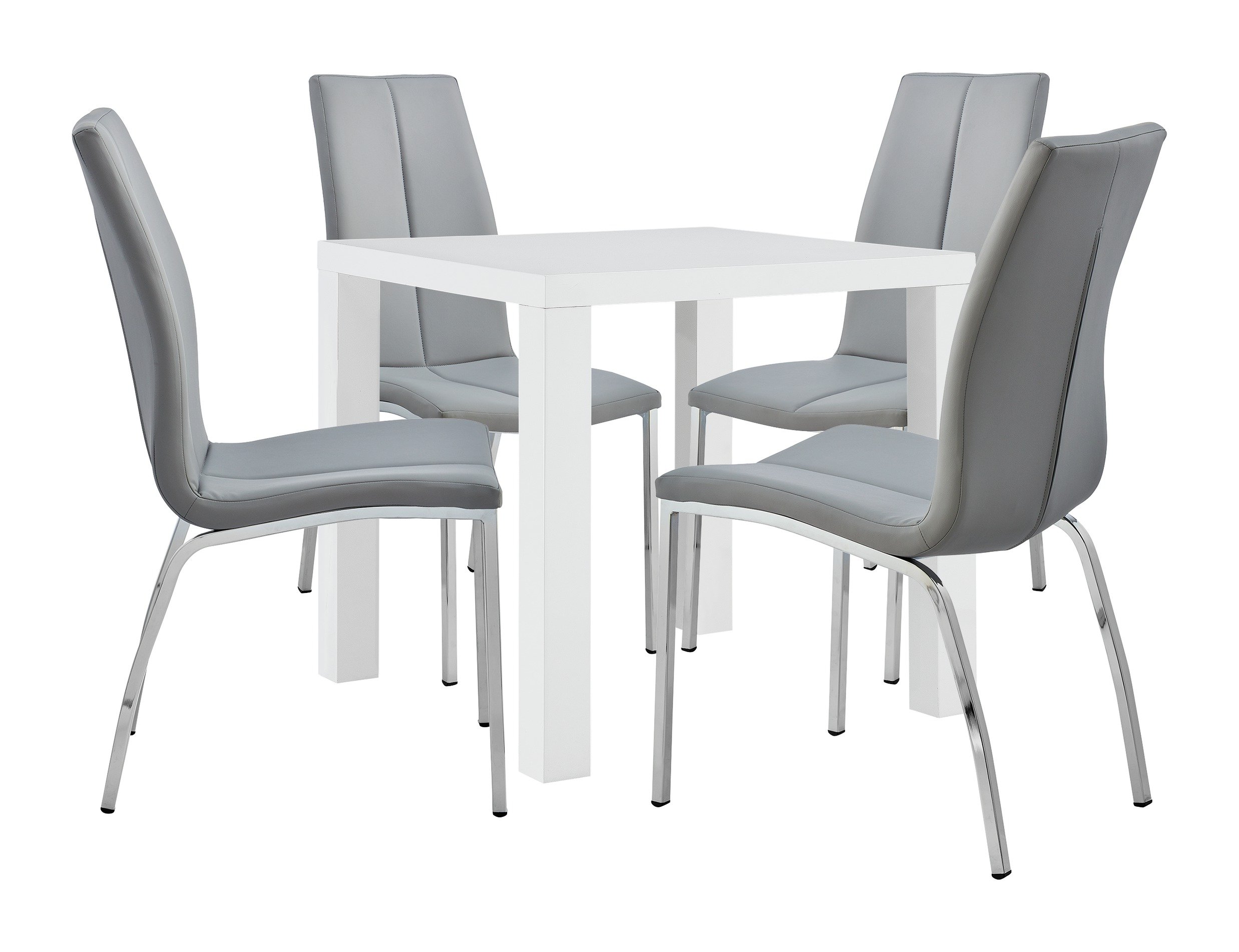 Argos Home Lyssa White Gloss Table & 4 Grey Milo Chairs