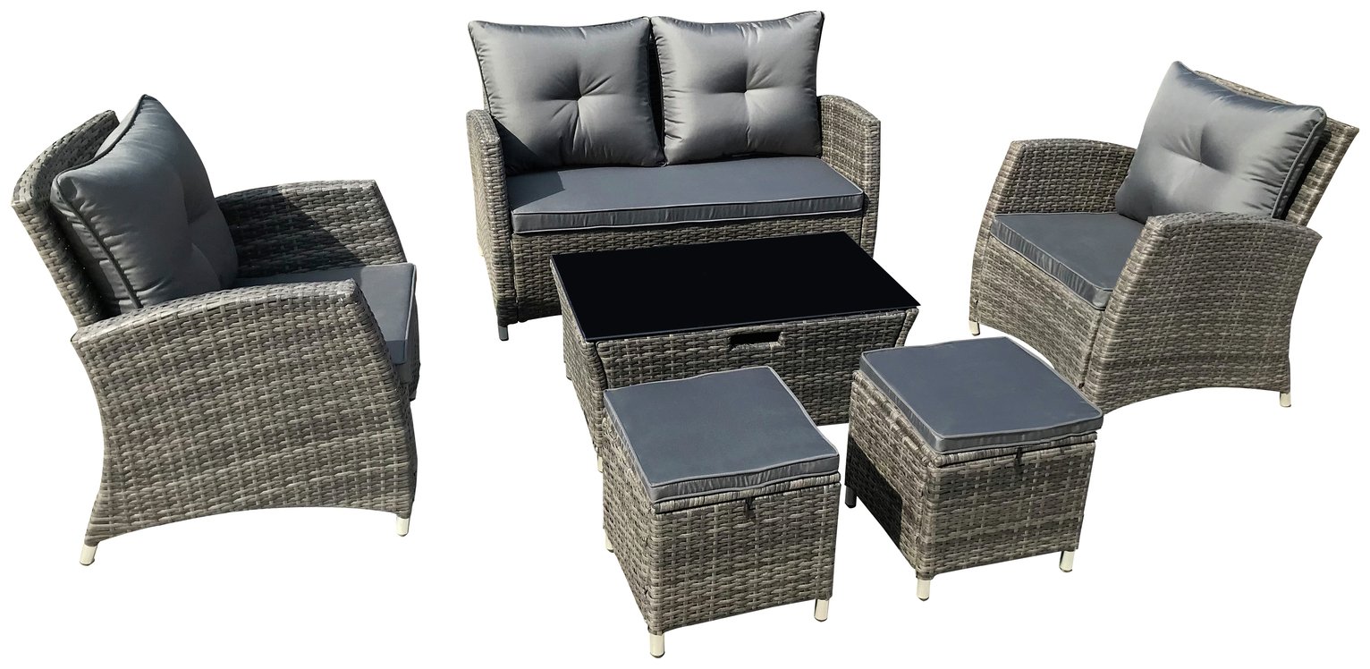 Argos Home 6 Seater Rattan Effect Sofa Set with Storage
