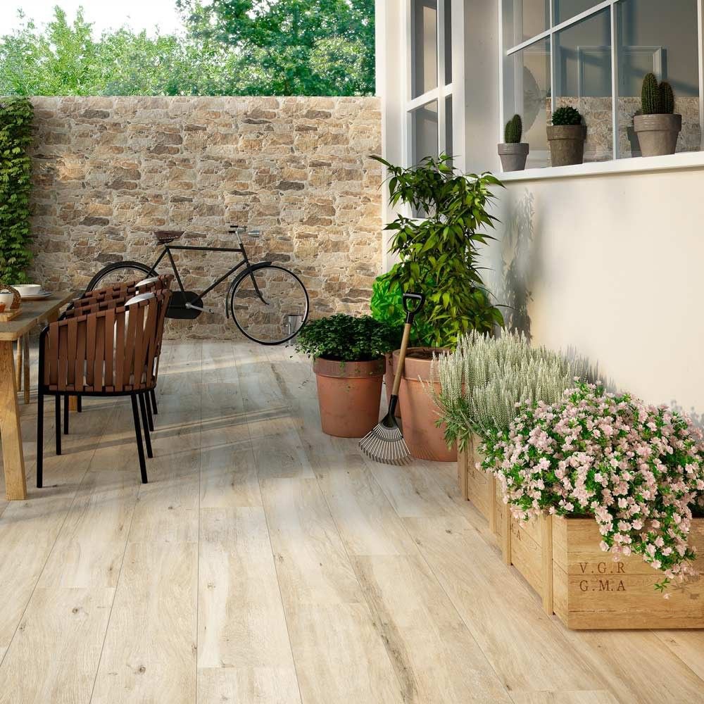 Porcelain Wood Effect Floor Tile - Ivory