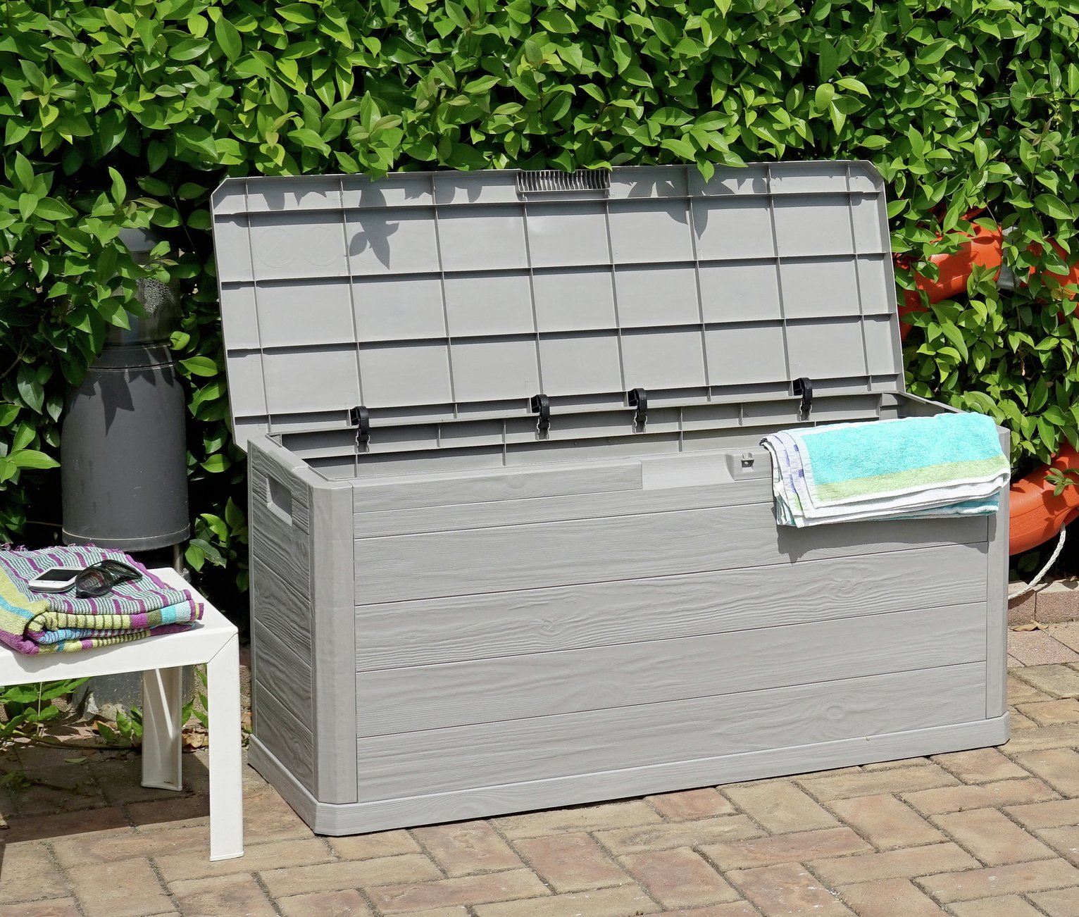 wood effect garden storage box