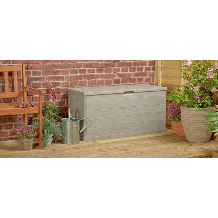 Toomax 280L Wood Effect Garden Storage Box - Grey 0