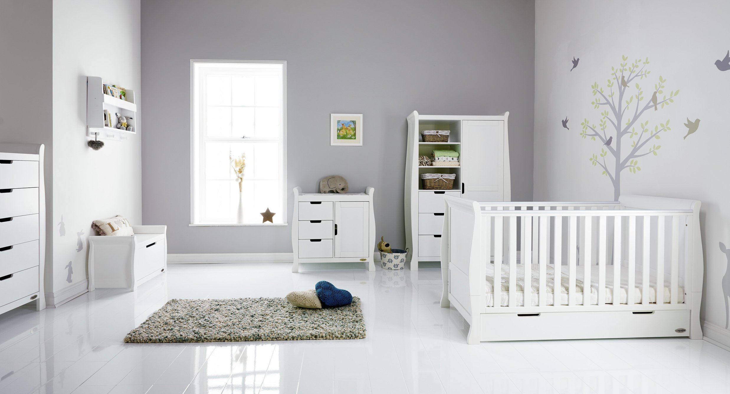 Obaby Stamford Sleigh 5 Piece Room Set - White