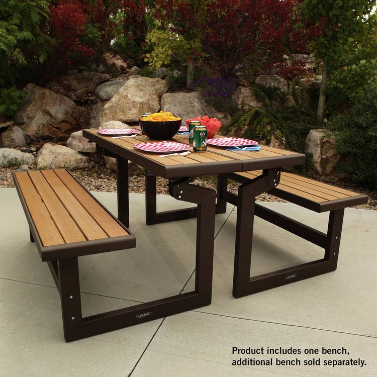 Lifetime 2 Seater Convertible Plastic Garden Bench 0