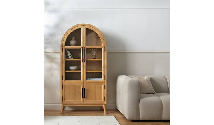 Habitat Collins Arched 4 Door Display Cabinet - Oak