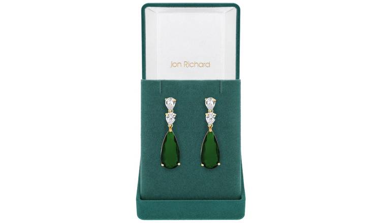 Jon Richard Cubic Zirconia Green Drop Earrings