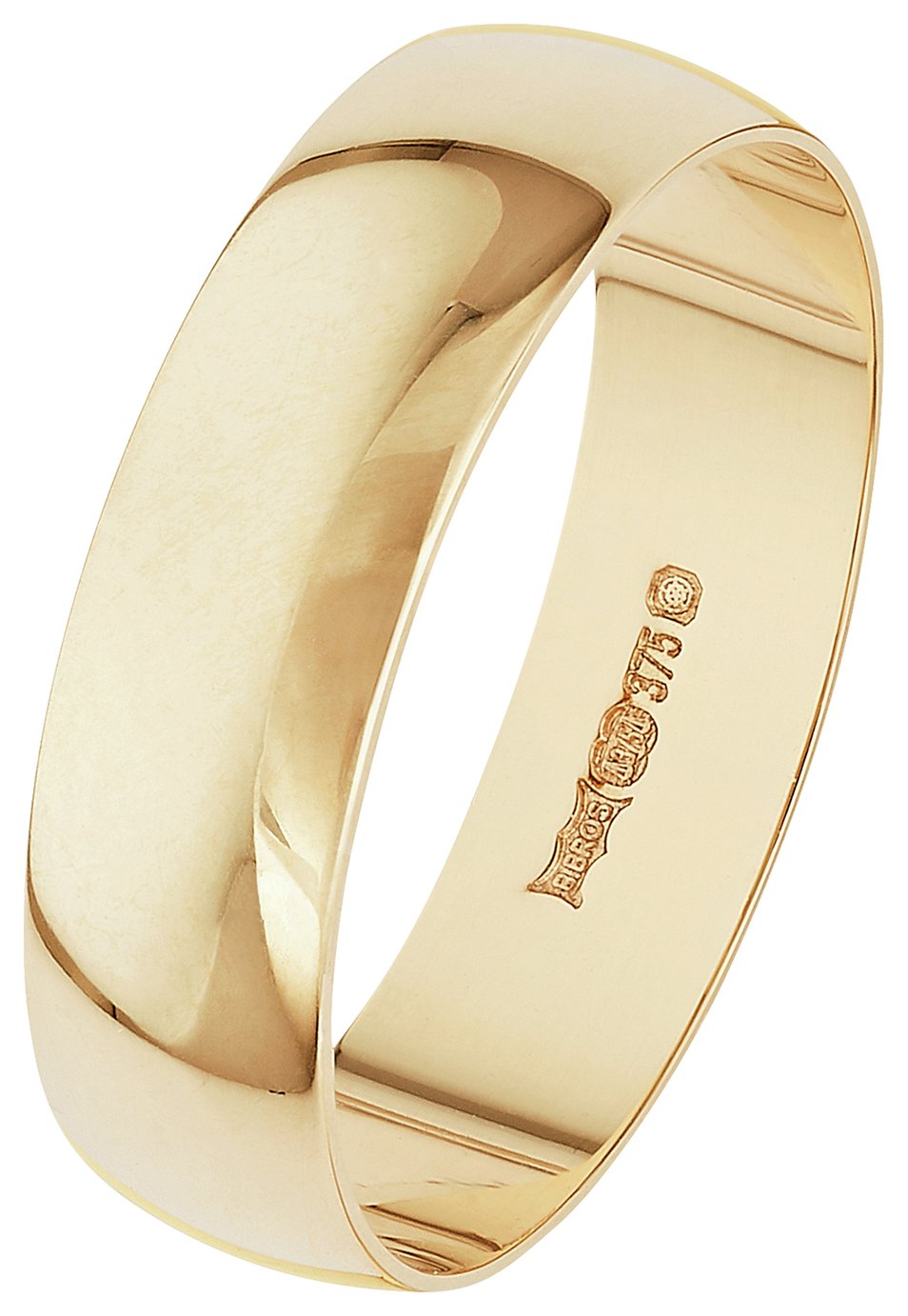 Revere 9ct Gold D-Shape Wedding Ring - 5mm - N