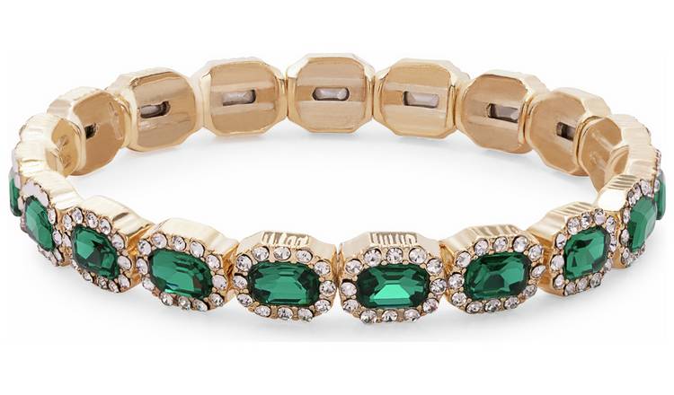 Jon Richard Emerald Green and Crystal Stones Bracelet