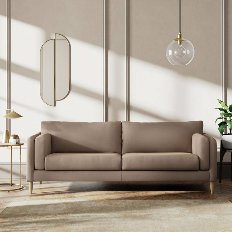 Habitat Newington Fabric 4 Seater Sofa - Biscuit - Ash Leg 0