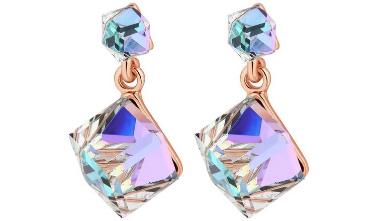 Jon Richard Crystal Stone Cube Drop Earrings 