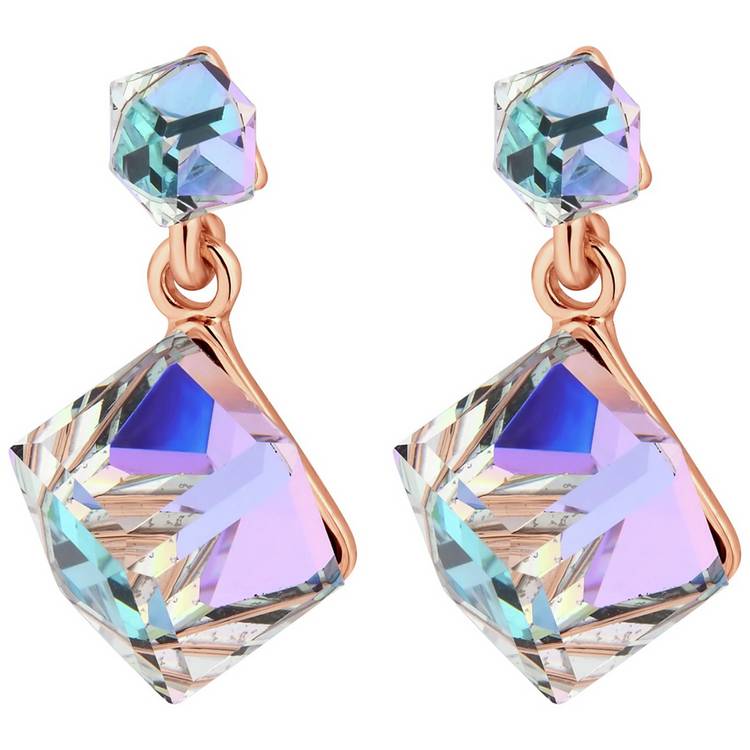 Jon Richard Crystal Stone Cube Drop Earrings  0