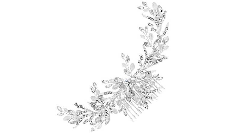 Jon Richard Silver Crystal Beaded Wreath Comb