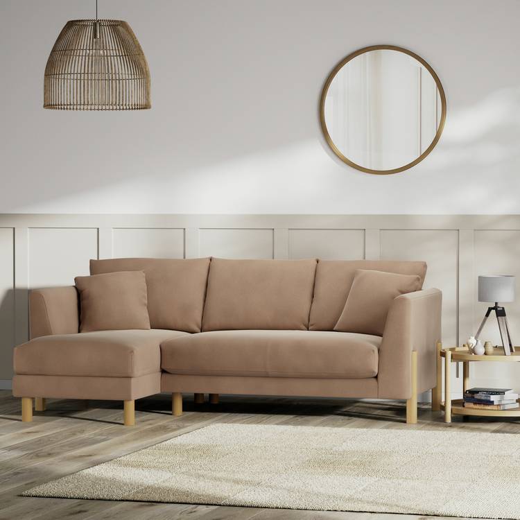Habitat Aston Left Hand Corner Sofa - Latte - Ash Leg 0