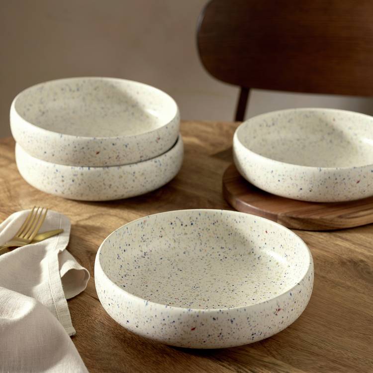 Habitat Reactive Speckle 4 Piece Stoneware Pasta Bowl -White 0
