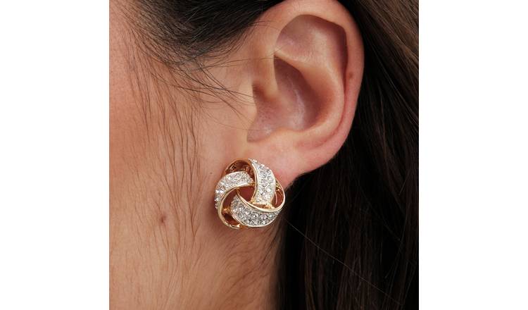 Jon Richard Gold Plated Crystal Knot Stud Clip Earrings
