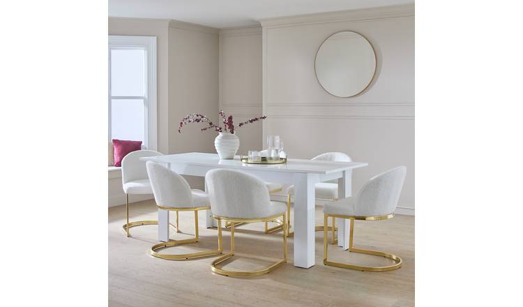 Argos Home Miami Extending White Dining Table&6 White Chairs
