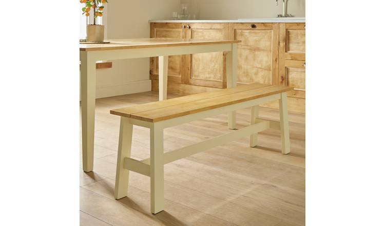 Argos Home Chicago Solid Wood XL Dining Bench - Cream