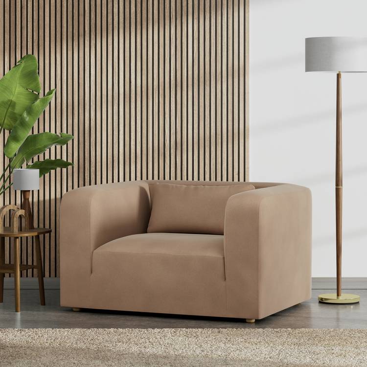 Habitat Lars Velvet Cuddle Chair - Latte 0