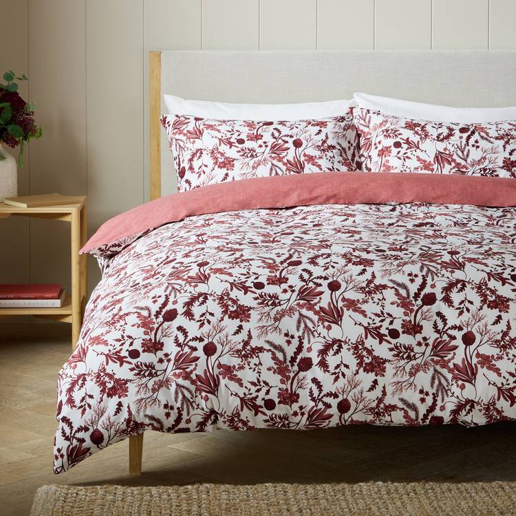 Argos Home Burgundy Foliage Print Bedding Set - Superking 0