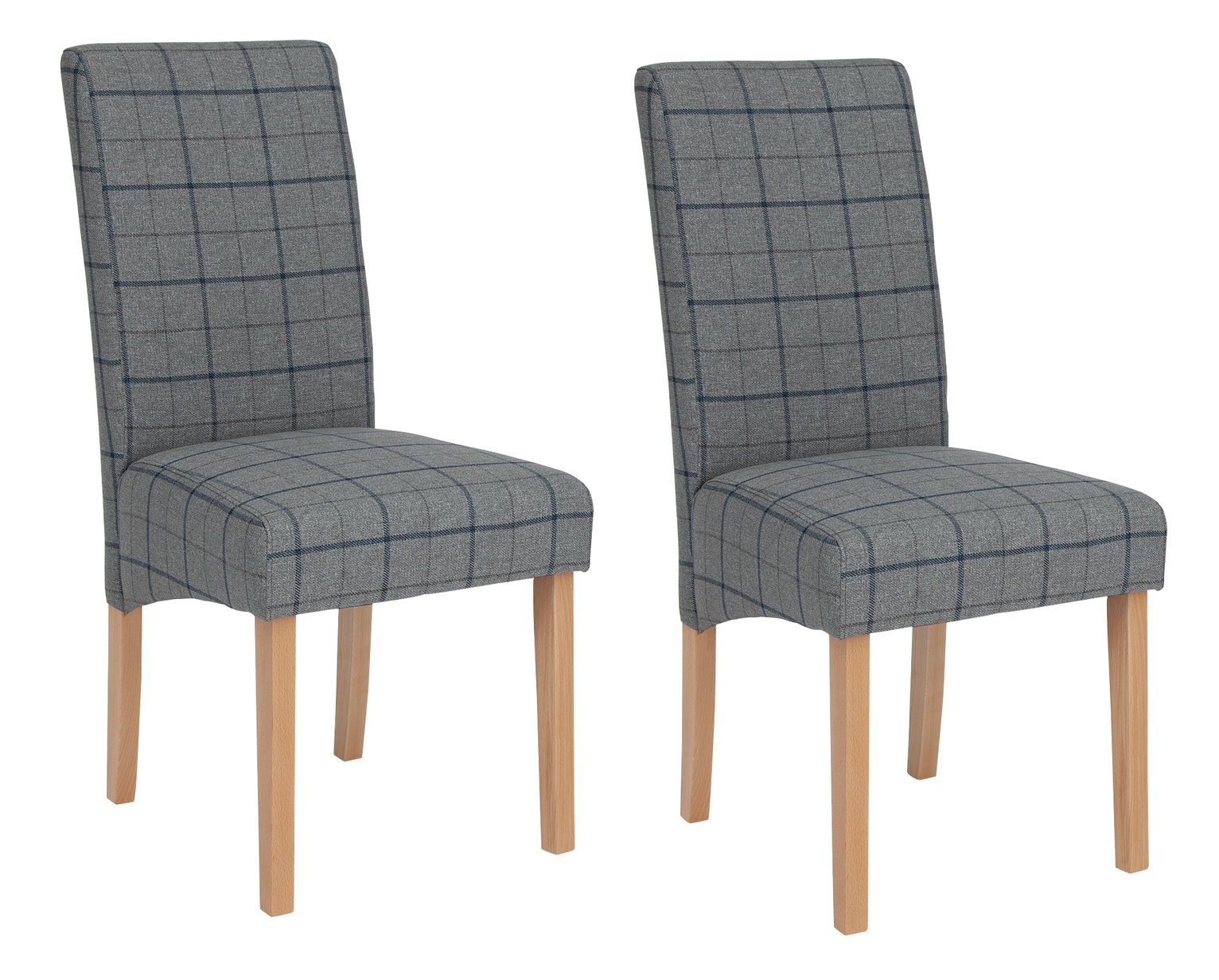 Argos Home Pair of Skirted Dining Chairs -Grey & Blue Check Review