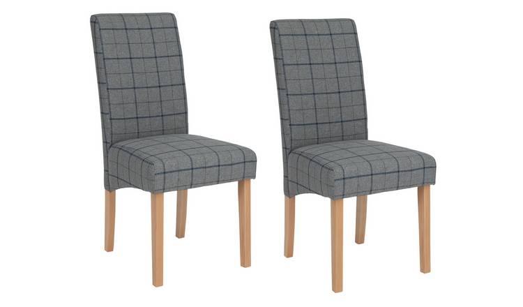 Buy Argos Home Pair of Skirted Dining Chairs -Grey & Blue Check